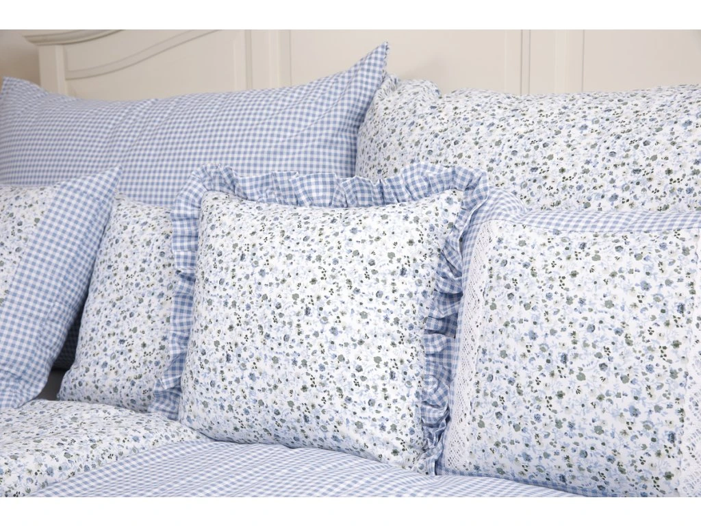 Bavlněné povlečení INÉS s modrou pepito kostičkou