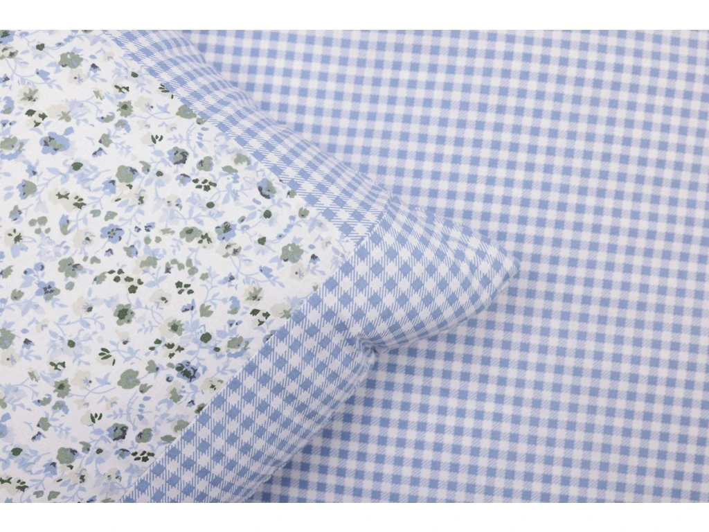 Bavlněný povlak s kanýrem INÉS s modrou pepito kostičkou - 40x40 cm