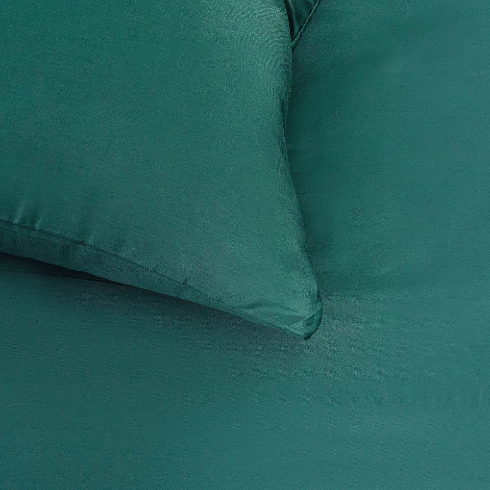 Saténové povlečení LUXURY COLLECTION tmavě zelené - 220x200, 2ks 70x90 cn