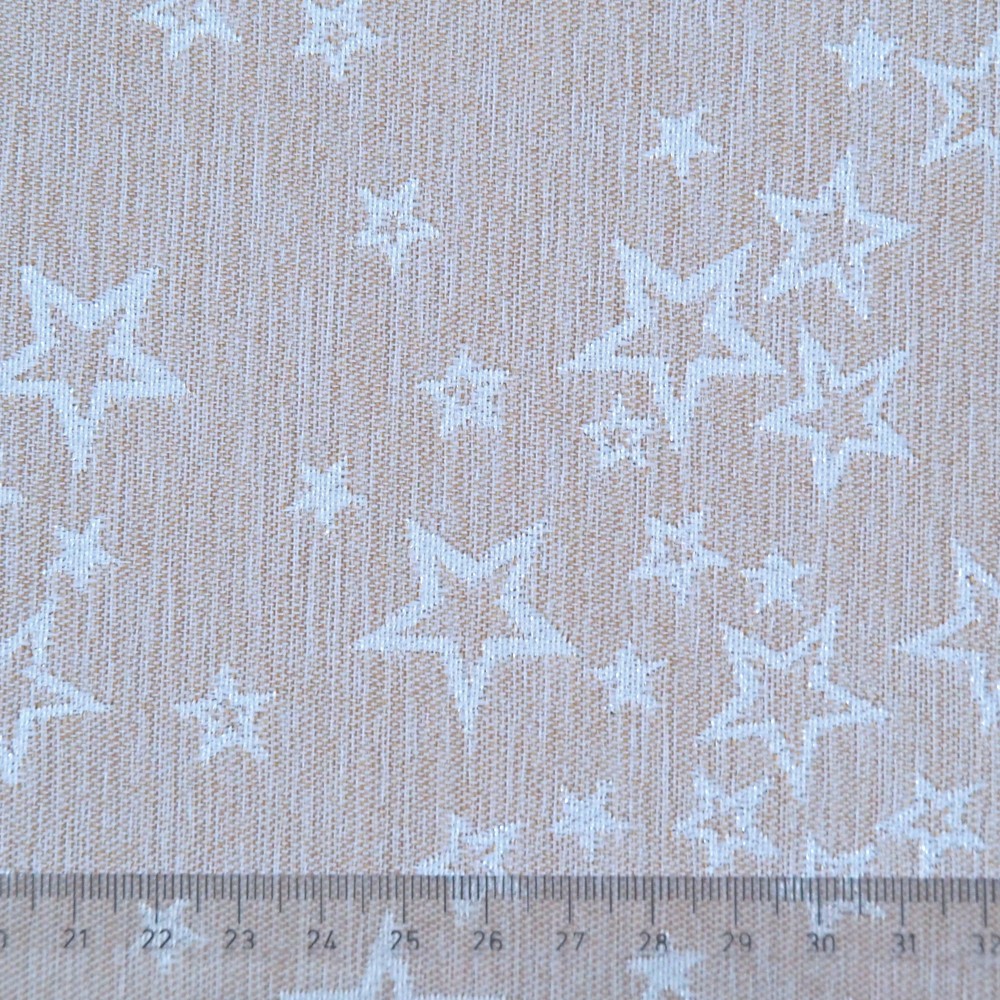 Vánoční běhoun v metráži Hvězdné přání - béžová/stříbrná