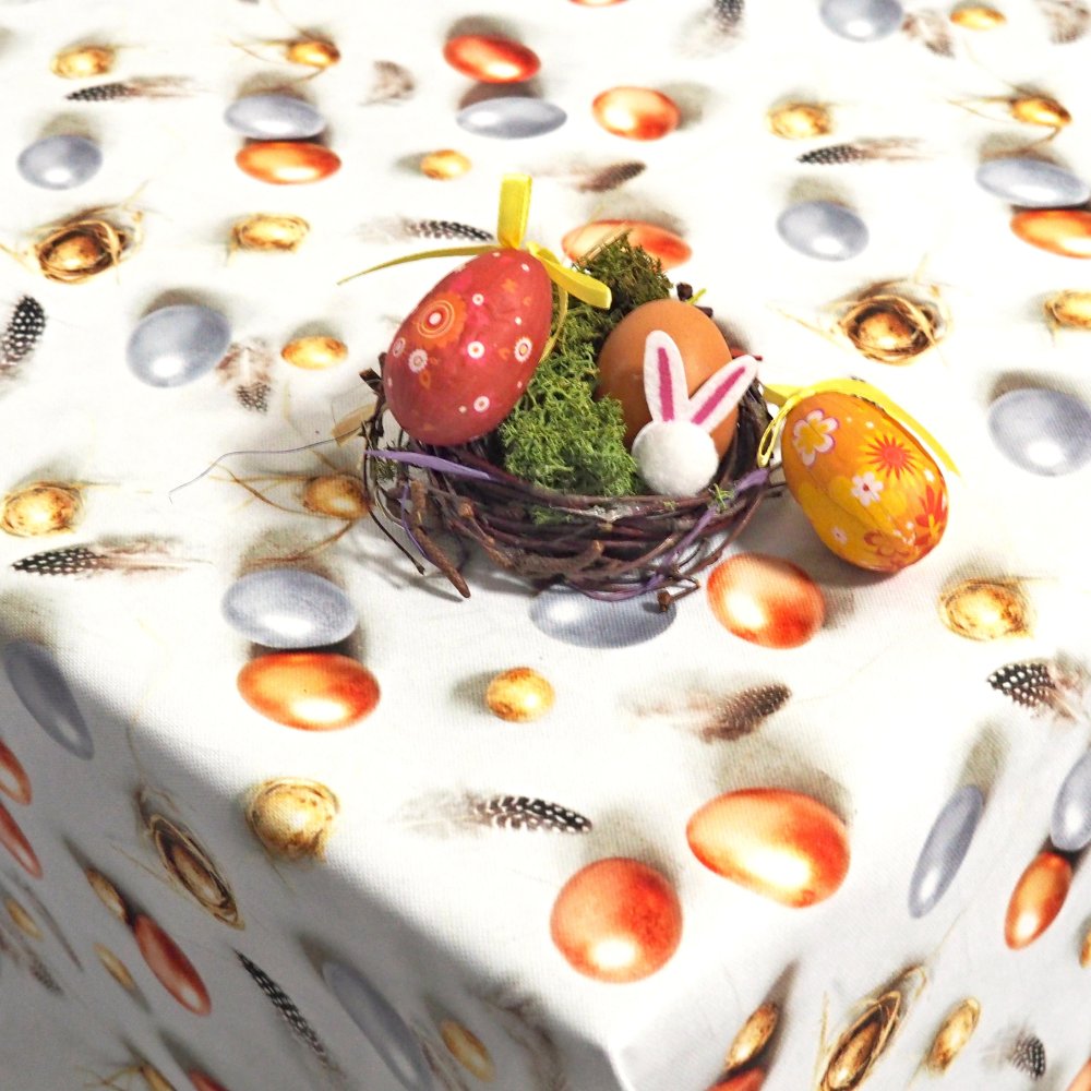 Velikonoční ubrusy a běhouny SOFT - Vajíčka stříbrná