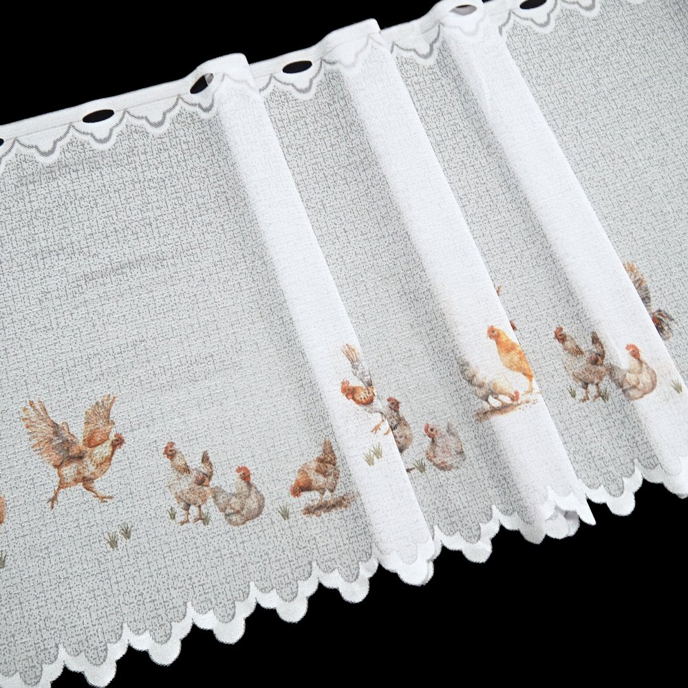 Vitrážová záclona SLEPIČKY - výška 50cm