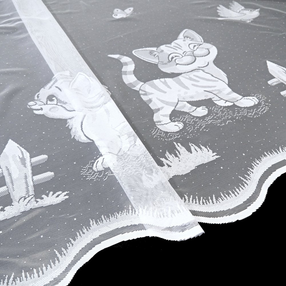 Žakárová kusová záclona Kočička