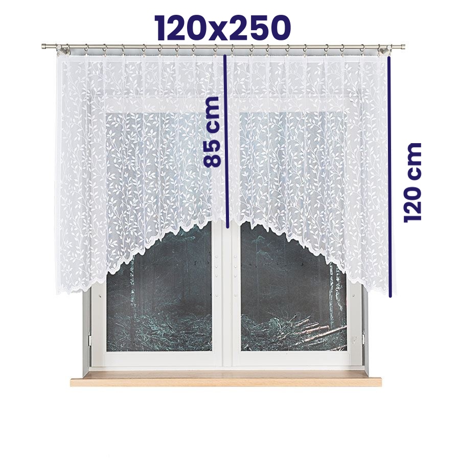 Oblouková žakárová kusová záclona ZUZKA