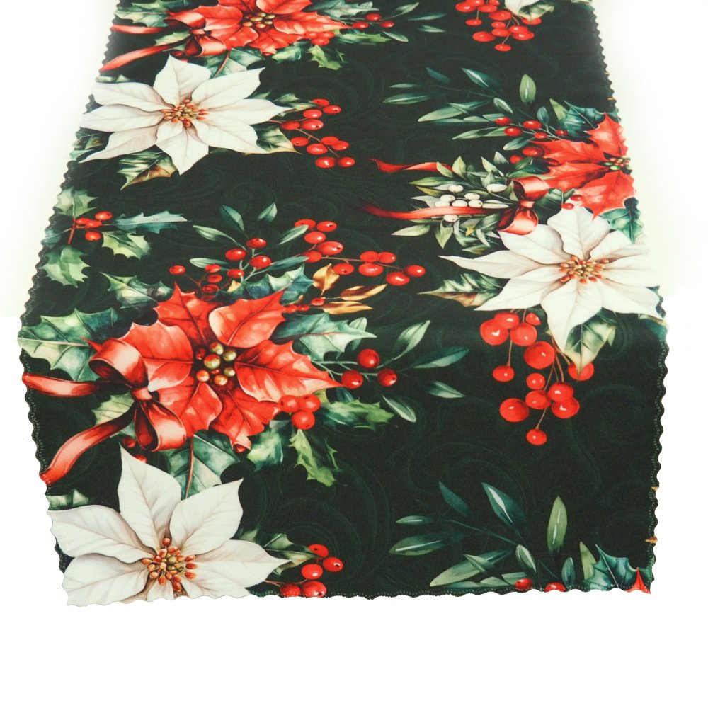 Vánoční teflonové ubrusy a běhouny VÁNOČNÍ RŮŽE zelená