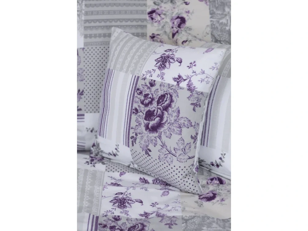 Flanelový povlak Patchwork šedolila
