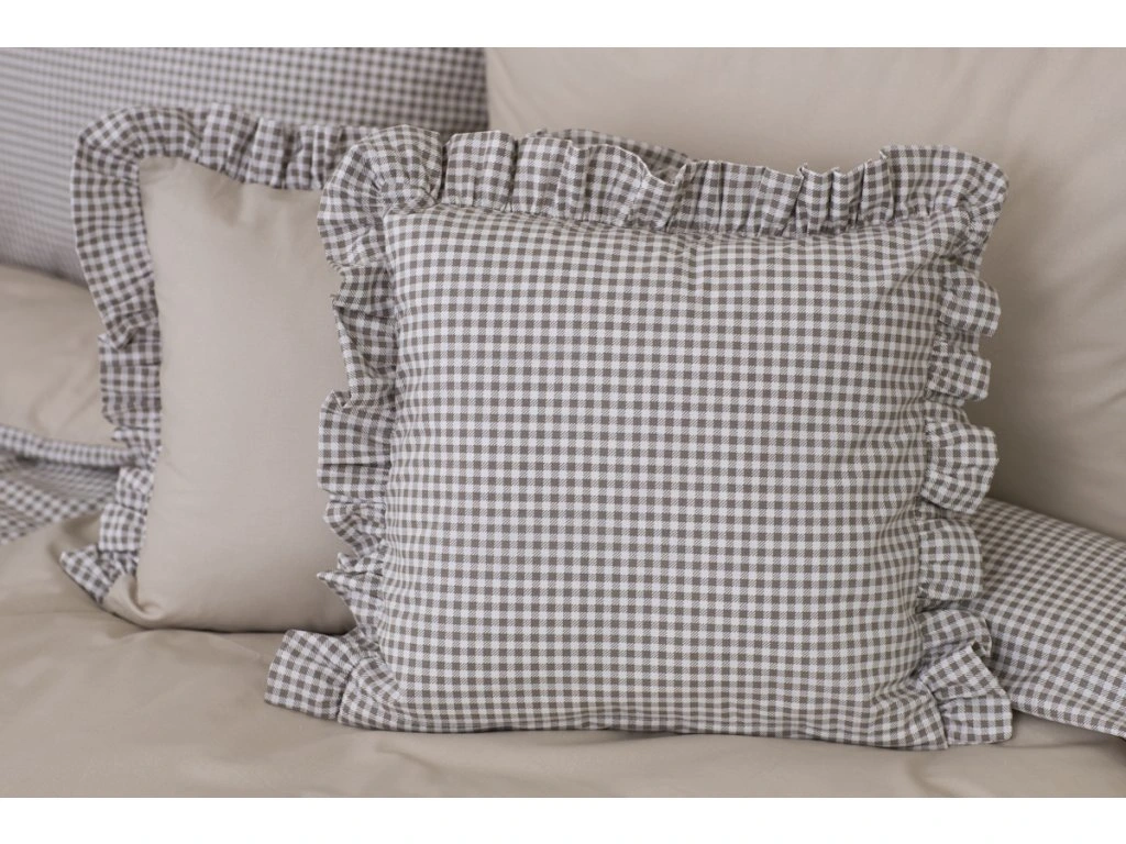 Dekorativní bavlněný povlak PEPITO KOSTIČKA / UNI BÉŽOVÁ prošitý 40x40 cm