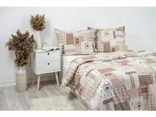 Bavlněný přehoz, letní deka PATCHWORK BÉŽOVÝ - 240/200