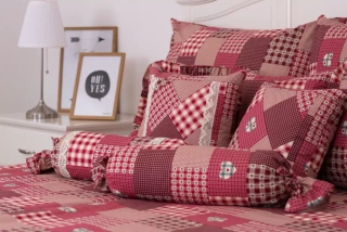 Bavlněný povlak prošitý PATCHWORK červený - 40/40
