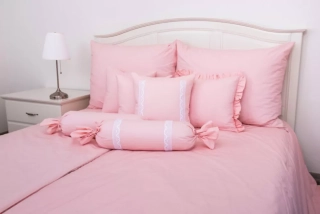 Bavlněné povlečení UNI pink - 140x200 + 70x90