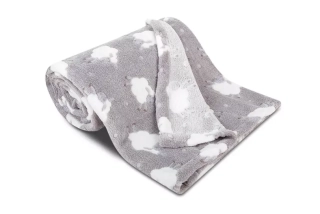 Dětská deka mikroflanel - Ovečky světle šedé 100x150 cm