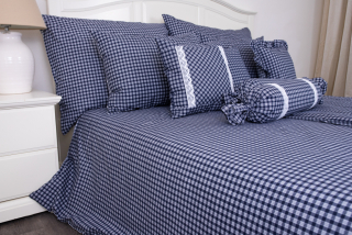 Bavlněný přehoz, letní deka Kostička modrá POZITIV - 1x 240/200