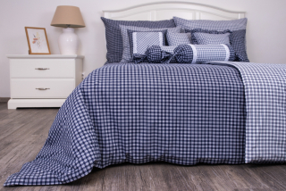 Bavlněné povlečení - Kostička modrá NEGATIV/POZITIV - 1x 140/220 , 1x 70/90