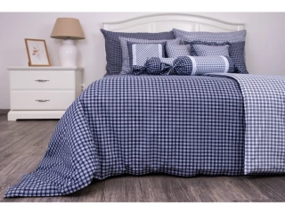 Krepové povlečení MODRÁ KOSTIČKA negativ/pozitiv - 1x 240 x 200 + 2x 70 x 90