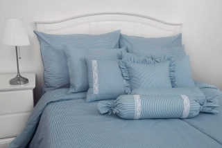 Bavlněné povlečení MODRÝ PROUŽEK drobný - 1x 140/220 + 1x 70/90