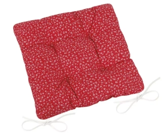 Sedák prošívaný Adéla 40/40 cm - červený kvítek