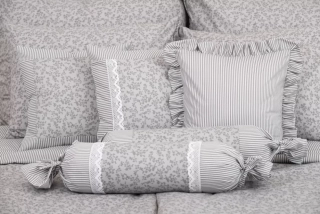 Krepový povlak LATA ŠEDÁ / ŠEDÝ PROUŽEK - 1x 70/90 