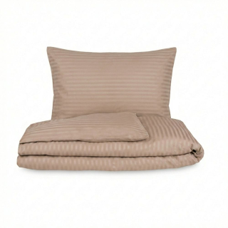 Ložní saténové povlečení s proužkem BÉŽOVÉ