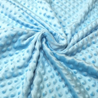 Metráž dekorační látka - Minky puntíky světle modré