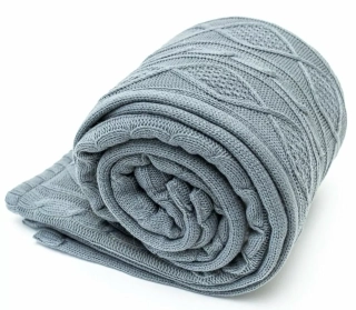 Pléd, deka pletená beránek 130 x 150 - GREY
