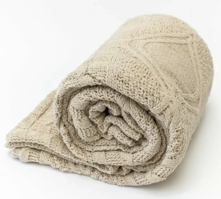 Pléd, deka pletená beránek 130 x 150 - NATUR