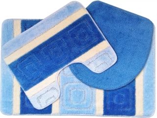 Koupelnová předložka set 3ks - modrá kola