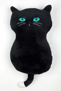 Polštářek, plyšák KOČKA mikrospandex 50cm - černá
