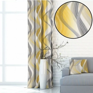 Metráž dekorační látka SOFT 391102-117 - Vlny žluté