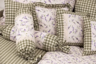 Krepový povlak kanýr PROVENCE / zelená kostka - 40/40