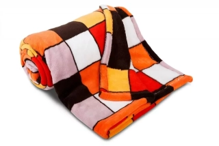 Deka mikroflanel 150/200 cm - Mozaika oranžová