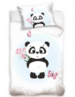 Povlečení bavlna do postýlky Roztomilá PANDA 100x135, 40x60 cm