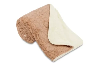 Deka OVEČKA® lemovaná stuhou 150/200 cm - ČOKOLÁDOVÁ/SMETANOVÁ