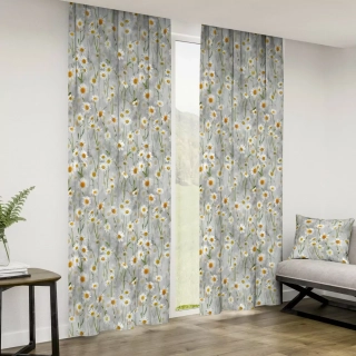 Dekorační látka SOFT 420354-103 - Kopretiny šedé