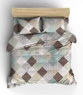 Krepové povlečení PATCHWORK JADE - 140/200 + 70/90