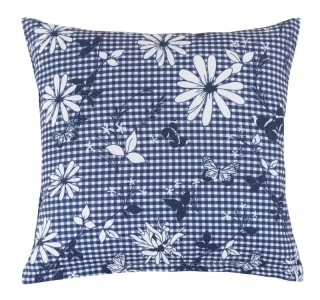 Povlak Dita 45 x 45 cm - 410 modrá kostička s květem