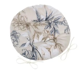 Sedák kulatý prošívaný DITA 409 - Šedobéžový květ 