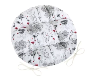 Sedák kulatý prošívaný DITA 405 - Větvičky šedé 