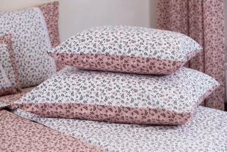 Bavlněný povlak HERBARIUM bílo / starorůžové - 70/90