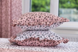 Bavlněný povlak kanýr HERBARIUM bílo / starorůžové - 40/40