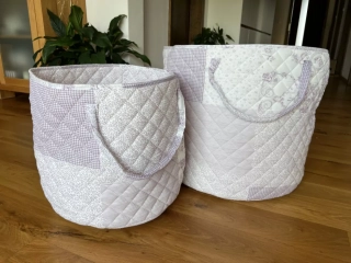 Úložný koš DELUXE prošívaný PATCHWORK lila - průměr 38cm
