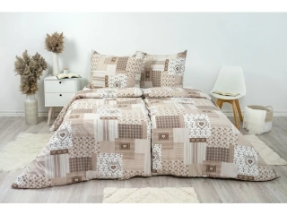 Bavlněné povlečení PATCHWORK BÉŽOVÝ - 140/200 + 70/90