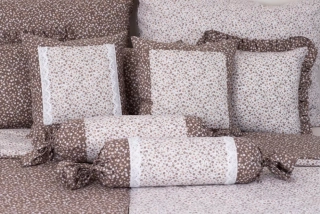 Bavlněný povlak prošitý HNĚDÁ KYTIČKA negativ/pozitiv - 40/40