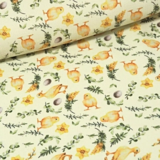 Metráž teflon - velikonoční Kuřátka žlutý