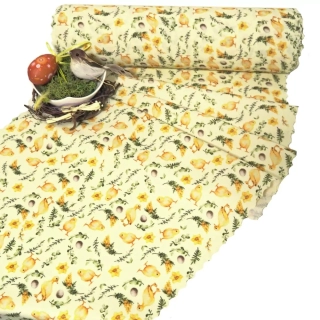 Metráž teflon - velikonoční běhoun Kuřátka žlutý