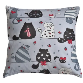 Povlak hladká bavlna LUX Kočky na rande šedé - 40/40