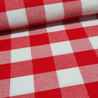 Dekorační látka Kanafas - červený velká kostka