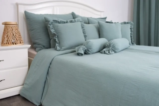 Mušelínové povlečení ŠALVĚJOVĚ ZELENÉ - 140x200 + 70x90