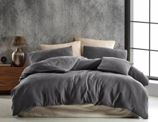 Mušelínové povlečení TMAVĚ ŠEDÉ - 140x200 + 70x90