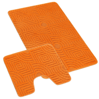 Koupelnové předložky BANY s výkrojem 60x100 + 60x50 cm - Bludiště oranžová