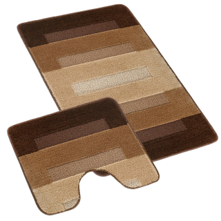 Koupelnové předložky BANY s výkrojem 60x100 + 60x50 cm - Parkety hnědá